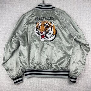 Vintage Electrolux Souvenir Tiger Satin Nylon Bomber Jacket Mens Large USA Made